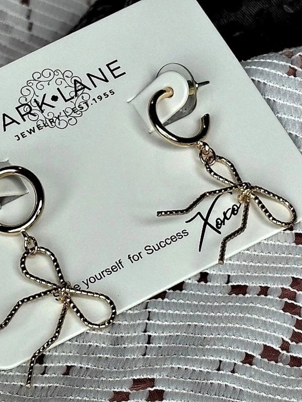 Park Lane Lacey Earrings Bow Drop Earrings Gold 2” in length Cute Light Weight